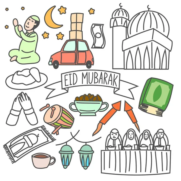 Bayram mübarek olay seti, doodle, kroki, çizimler