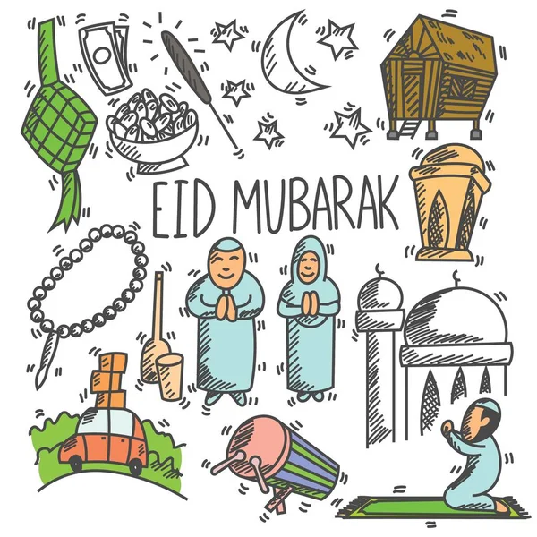 Bayram mübarek veya ramazan doodle, kroki, çizimler, sevimli