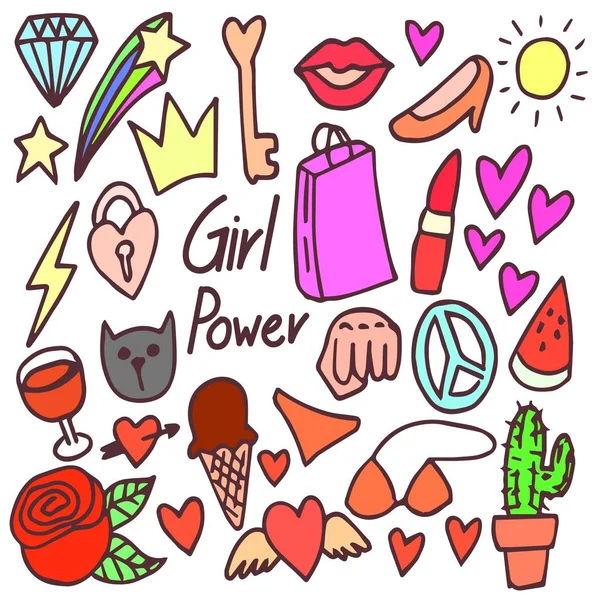 Mädchenpower Sketch — Stockvektor