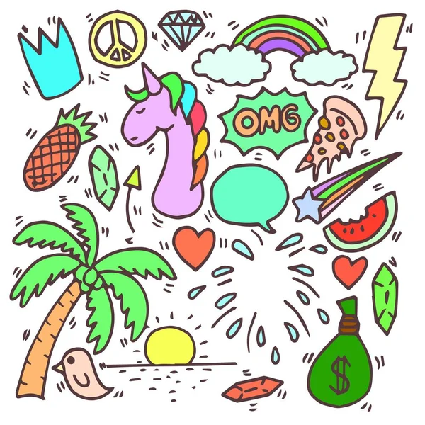 çeşitli karalamalar, kroki, sanat seti 