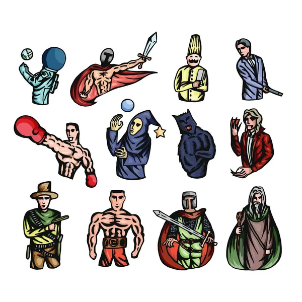 Çeşitli çıkartma, baskı, çizim, çizgi roman seti