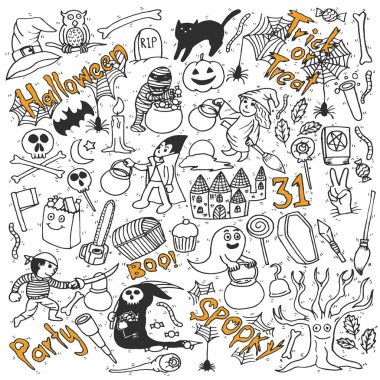 El çizimi cadılar bayramı, karalama, set, fikirler