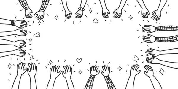 Alkış el çizimi, beyaz arka planda vektör çizimi. Kelime