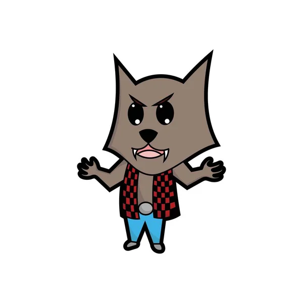 Cute Werewolf Angry Cartoons Stickers Printing Art Vectors — Stock Vector