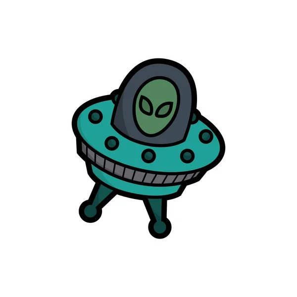 Leuke Aliens Besturen Ufo Goed Voor Shirt Ontwerp Stickers Print — Stockvector