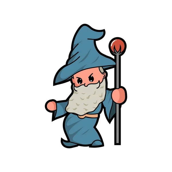 Милый Голубой Волшебник Волшебный Посох — стоковый вектор