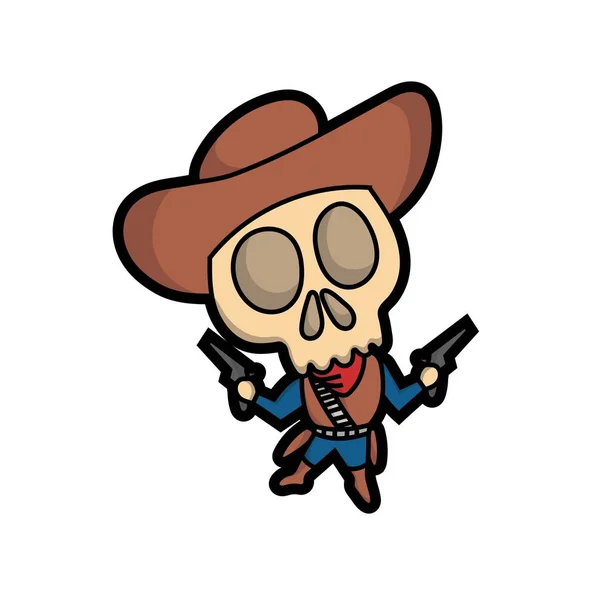 Leuke Cowboy Schedels Actie Goed Voor Stickers Doodles Tekeningen Shirt — Stockvector