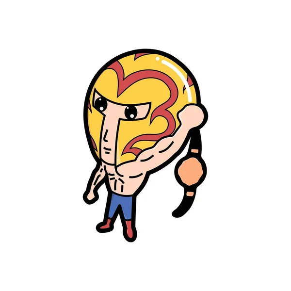 Luchador Orgulloso Con Cinturón Campeonato Mundial Peso Pesado — Vector de stock