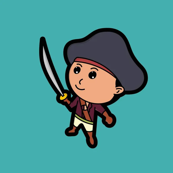 Señor Pirata Lindo Está Jugando Espada Perfecto Para Disfraces Halloween — Vector de stock