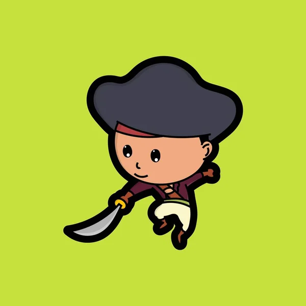 可爱的海盗领主在玩剑 非常适合万圣节服装 T恤设计 孩子气 — 图库矢量图片