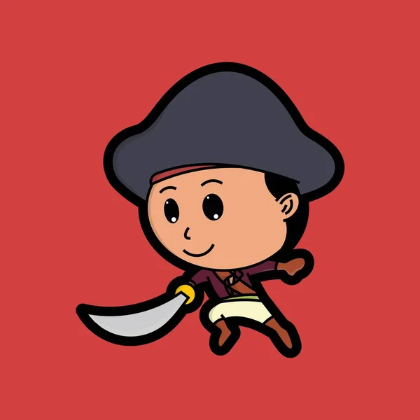 Señor Pirata Lindo Está Jugando Espada Perfecto Para Disfraces Halloween — Vector de stock