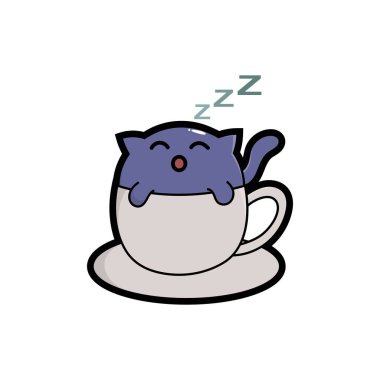 Günaydın sevimli kediler, sevdiklerinizi selamlayın ya da kahve sevenleri, baskılar için iyi, çıkartmalar, tişört tasarımı, karikatür, grafik, sanat