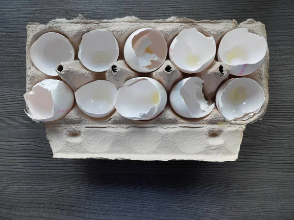 Empty egg shells on the package