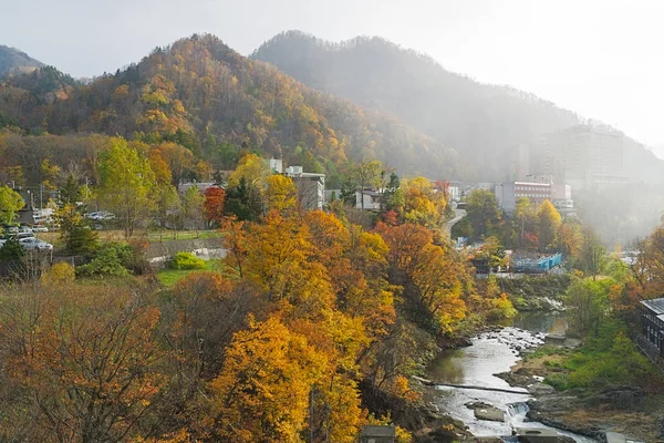 Jozankei Onsen Está Localizado Dentro Parque Nacional Shikotsu Toya Entre — Fotografia de Stock