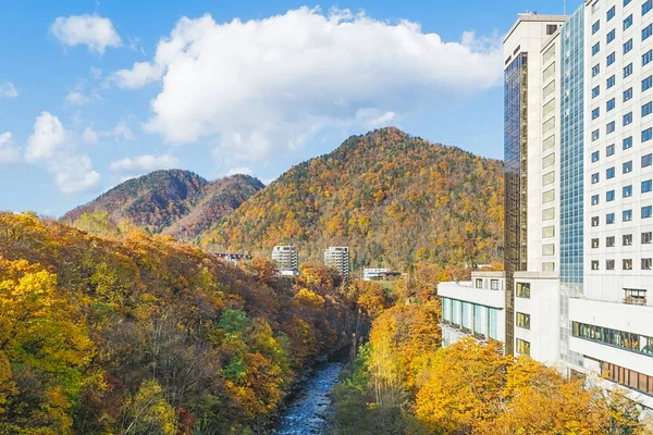 Jozankei Onsen Located Shikotsu Toya National Park High Cliffs Toyohira — Stock Photo, Image