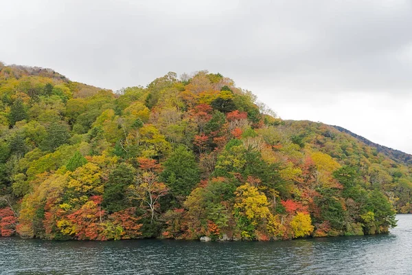 Lake Chuzenji Nikko şehir yukarıdaki dağlarda doğal bir göldür. Mount Nantai, kimin Erüpsiyonu aşağıda, böylece yaklaşık 20.000 yıl önce göl Chuzenji oluşturma Vadisi bloke Nikko'nın kutsal yanardağ eteklerinde yer alır. Bu fotoğraf