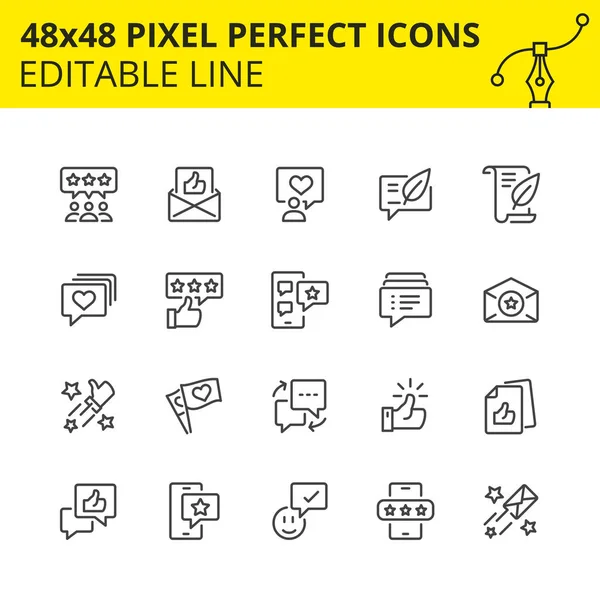 Simple Set Icons Feedback Flows Marketing Social Networking 48X48 Pixel — Stock Vector
