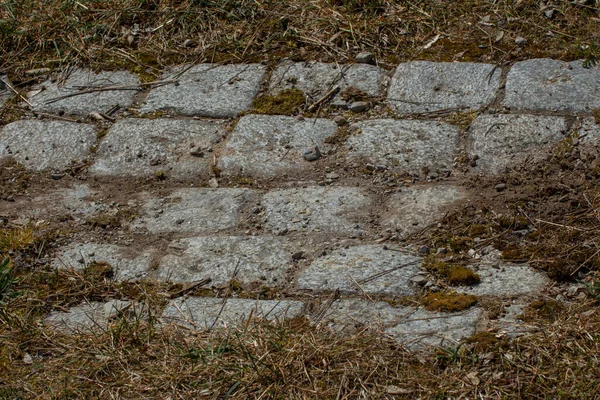 Вид Збоку Старі Брудні Камені Сухій Траві — стокове фото