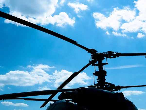 Silhouette of military helicopter — Stock Photo, Image