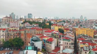 Türkiye'de Galata Kulesi üstten leyleklerin kuşlar göz Istanbul kentinin panoramik görüntüsünü görüntüleyin. Haliç Körfez ve Marmara Denizi