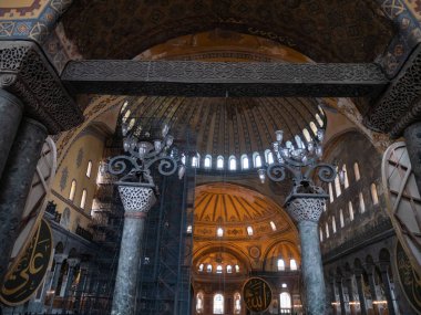 Istanbul, Türkiye - 25 Eylül 2018: Görünüm Ayasofya Müzesi Dome