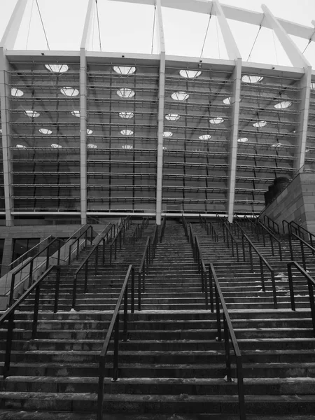 Directamente Para Estádio Futebol Escadas Vazias Tiro Vertical Livre — Fotografia de Stock