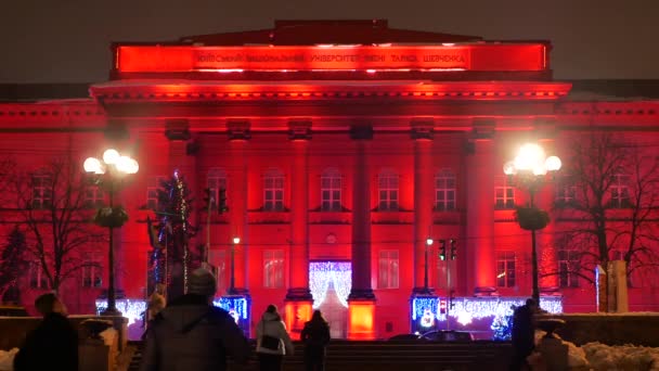 Kyiv Ucraina Dicembre 2018 Facciata Dell Edificio Rosso Dell Università — Video Stock