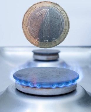 bir Bulgar jeton Lev gaz yakıcı üzerinde. yardımcı program maliyeti Europe kavram