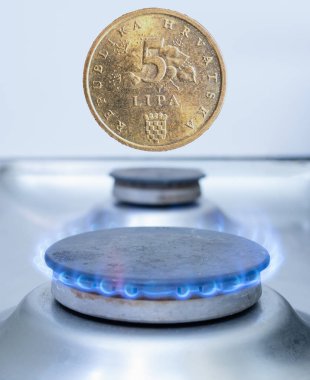 bir Hırvatistan sikke lipa Kunası gaz yakıcı üzerinde. yardımcı program maliyeti Europe kavram