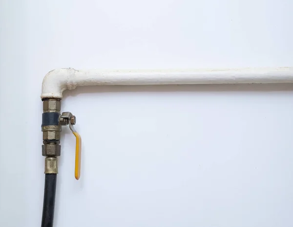 Gas Pipe Opened Valve Home Kitchen White Background — Φωτογραφία Αρχείου