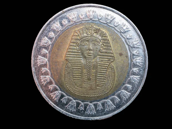 Macro Closeup Back Side One Egypt Pound Coin Money Pharaoh — Stock Fotó