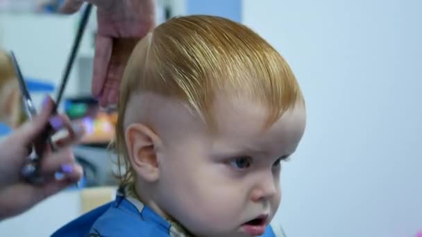 Hacer Corte Pelo Para Lindo Niño Años Cortar Cabello Desde — Vídeos de Stock