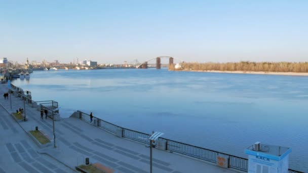 Kyiv Ukraine Mars 2019 Images Panoramiques Horizontales Remblai Rivière Dnipro — Video