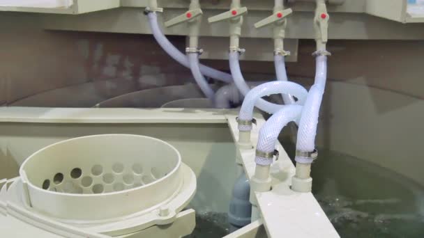 工业自主污水系统内部 设备从人类废物中产生清澈的水 — 图库视频影像