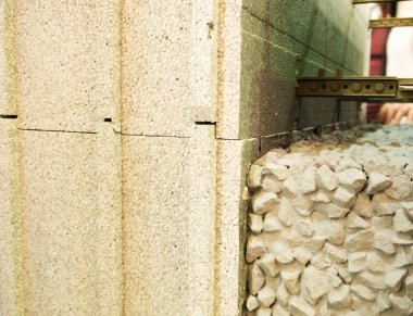 Strafor blokları ve taşlarla takviyeli çimento, ICF malzemeleri ev duvar yapısını oluşturmak için izolasyon beton formlar