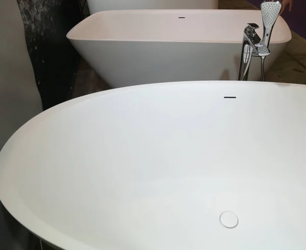 modern white bath at showroom at diy hadrware store warehouse