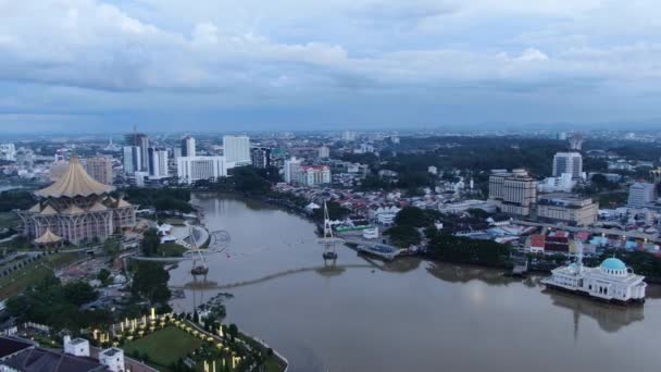 Kuching Sarawak Malezya Ekim 2020 Kuching Şehrinin Rıhtım Bölgesinde Sarawak — Stok video