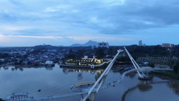 Kuching Sarawak Malezya Ekim 2020 Kuching Şehrinin Rıhtım Bölgesinde Sarawak — Stok video