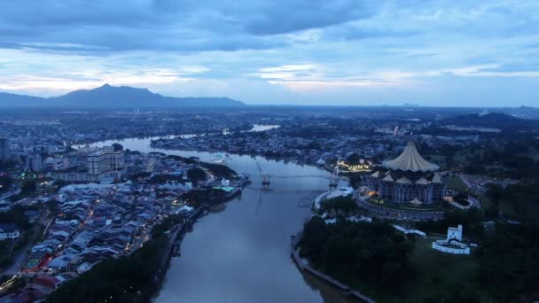 Kuching Sarawak Maleisië Oktober 2020 Het Iconische Monument Van Dewan — Stockvideo