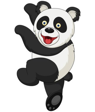 Beyaz arka planda izole edilmiş bir panda çizgi filmi.