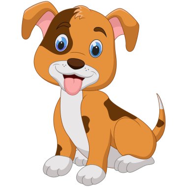 Beyaz arka plan üzerinde izole sevimli küçük köpek çizgi film