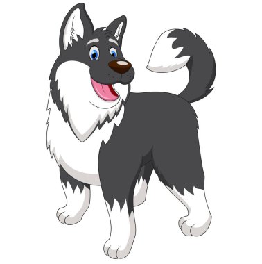 Alaska Malmute köpeğinin karikatür çizimi