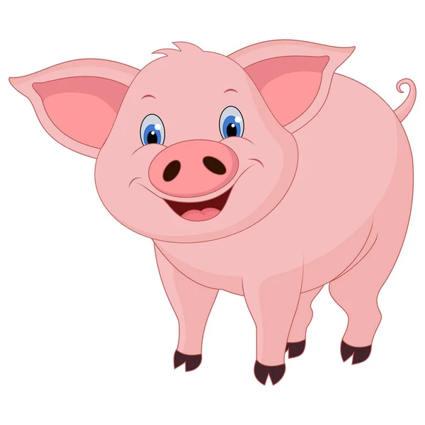Lustige Schwein Karikatur Isoliert Auf Weißem Hintergrund — Stockvektor