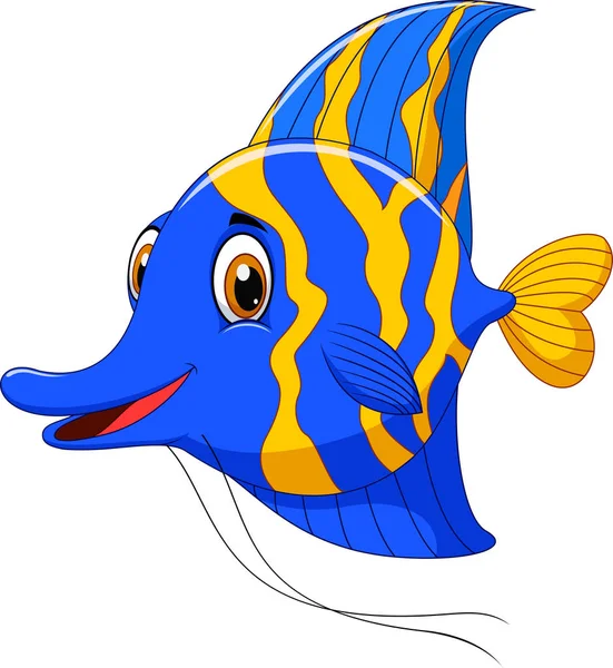 Desenhos Animados Bonito Angelfish Isolado Fundo Branco — Vetor de Stock