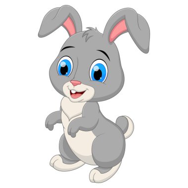 Beyaz arka planda izole edilmiş şirin küçük tavşan.