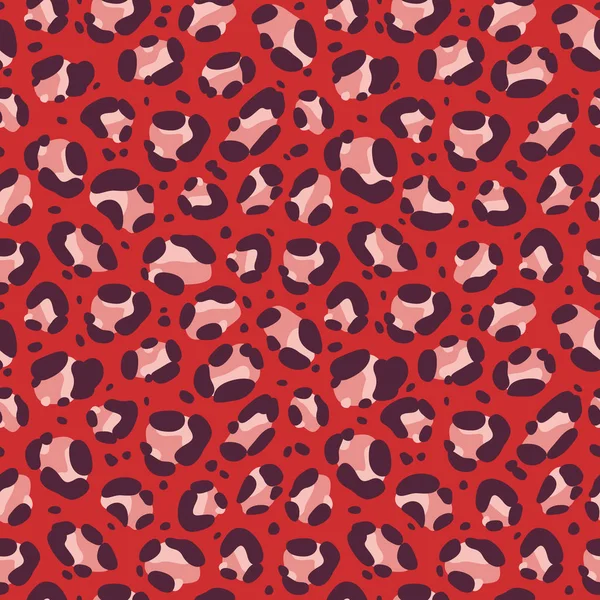 Fundo Vetorial Abstrato Vermelho Impressão Animal Padrão Sem Costura Leopardo — Vetor de Stock