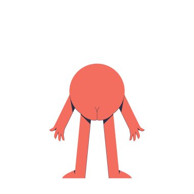 Kırmızı karakterin sırtı seyirciye dönük, beyaz arka planda izole edilmiş hisse senedi vektörü çizimi var..