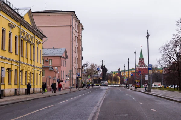 Rusland Moskou December 2017 Volkhonka Street Bekijken Van Het Kremlin — Stockfoto