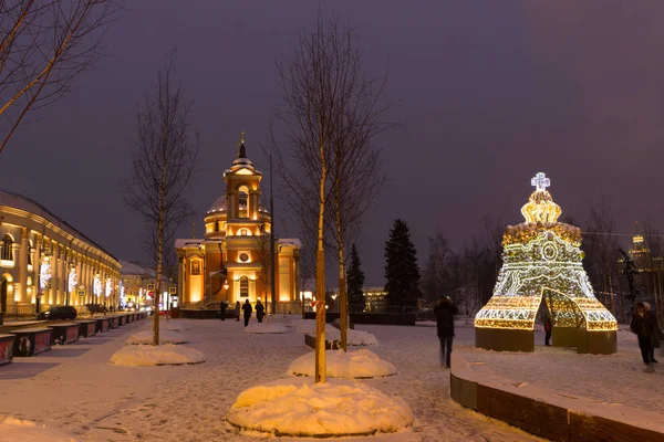 Του Νέου Έτους Eve Μόσχα Ρωσία Varvarka Street Ναός Zaryadye — Φωτογραφία Αρχείου