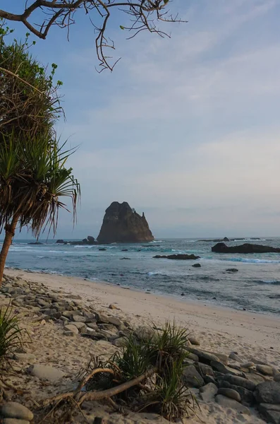 Niesamowity Wieczór Plaży Papuma Jember East Java Indonesia — Zdjęcie stockowe